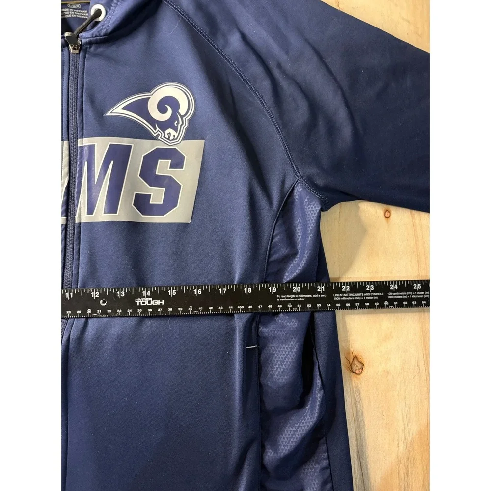 Majestic Los Angeles Rams Full Zip Hoodie Mens Large Navy Blue Therma Base Jacke